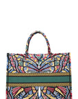 CHRISTIAN D1OR Butterfly Book Tote Large Green Blue