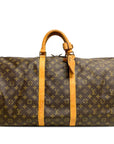 Brown LV Monogram Keepall Bandouliere 55 Travel Bag
