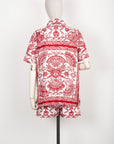 CHRISTIAN D1OR Chez Moi Two Piece Silk Red White