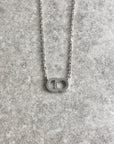 Christian D1OR CD Logo Rhinestone Necklace Silver Vintage 58eydu