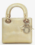 Christian D1OR 2018 Gold Metallic Lizard Leather Mini Lady D1OR with Strap