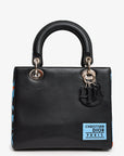 Christian D1OR 2016 Black/Blue Leather Floral Printed Lady D1OR