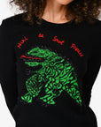 Christian D1OR Black/Green Cashmere Embroidered Sweater Size 4
