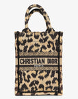 Christian D1OR Beige Leopard Canvas Mini Book Tote Phone Bag