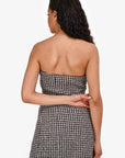 Christian D1OR Black/ White Houndstooth Wool/Cashmere Bustier Dress Size 40