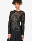 Christian D1OR Black Knit Lace with Nude Slip Shirt Size 40