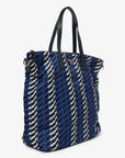 PRD Blue/Black/White Tessuto Stampato Tote with Strap