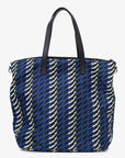 PRD Blue/Black/White Tessuto Stampato Tote with Strap