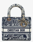Christian D1OR Black/White Toile de Jouy 'Lady D-Lite' Top Handle with Strap