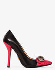 PRD Black/Pink Leather Button Pumps Size 36