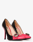 PRD Black/Pink Leather Button Pumps Size 36