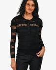 Christian D1OR Black Crochet Fisherman Sweater with Slip Size 4