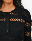 Christian D1OR Black Crochet Fisherman Sweater with Slip Size 4