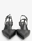 PRD Black Leather Pointed Toe T-Strap Ballerina Pumps Size 35.5