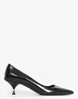 PRD Black Leather /Rubber Pointed Kitten Heels Size 37.5