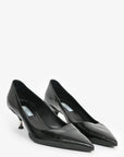 PRD Black Leather /Rubber Pointed Kitten Heels Size 37.5
