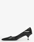 PRD Black Leather /Rubber Pointed Kitten Heels Size 37.5