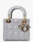 Christian D1OR 2019 Grey Leather Cannage Mini Lady D1OR with Strap