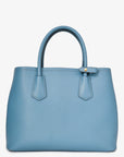 PRD Blue Saffiano Leather Double top Handle Bag with Strap