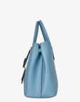 PRD Blue Saffiano Leather Double top Handle Bag with Strap