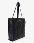 PRD Black Crinkle Nappa Leather Small Tote Bag