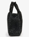 PRD 2024 Holiday Black Satin Crystal Top Handle Mini Tote Bag