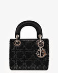 Christian D1OR 2018 Black Satin Crystal Embellished Mini Lady D1OR with Strap