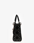 Christian D1OR 2018 Black Satin Crystal Embellished Mini Lady D1OR with Strap