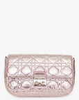 Christian D1OR 2014 Pink Metallic Cannage Leather 'Miss D1OR' Wallet on Chain