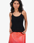 Christian D1OR Black Ribbed Knit Cropped Tank Top Size 10