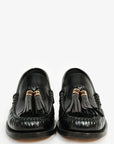 Christian D1OR Black Leather 'D-Academy' Tassel Loafers Size 35.5