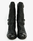 Christian D1OR Black Cannage Leather Moto Boots Size 36