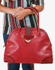 Christian D1OR 2007 Red Leather Large Western Top Handle Bag