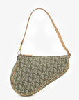 Christian D1OR 2001 Green Oblique Canvas Mini Saddle Pochette