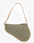 Christian D1OR 2001 Green Oblique Canvas Mini Saddle Pochette