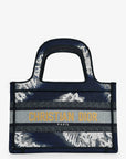 Christian D1OR Blue Embroidered Canvas Tie-Dye Mini Book Tote