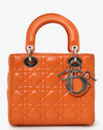 Christian D1OR 2016 Orange Leather Cannage Small Lady D1OR with Strap