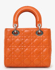 Christian D1OR 2016 Orange Leather Cannage Small Lady D1OR with Strap