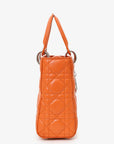 Christian D1OR 2016 Orange Leather Cannage Small Lady D1OR with Strap