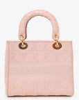 Christian D1OR 2020 Pink Cannage Embroidered Canvas Medium Lady D-Lite With Strap