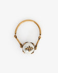 Christian D1OR Antique Gold Toned Metal Faux Pearl Ring Size M