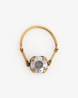 Christian D1OR Antique Gold Tone Metal Crystal Ring