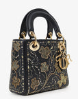 Christian D1OR 2018 Black Leather Gold 'Clovers' Embroidered Mini Lady D1OR
