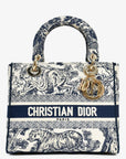 Christian D1OR 2022 Navy/White Jacquard D-Lite Medium Top Handle with Strap