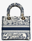 Christian D1OR 2022 Navy/White Jacquard D-Lite Medium Top Handle with Strap