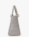 Christian D1OR 2020 Grey Cannage Embroidered Canvas Medium Lady D-Lite With Strap