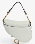 Christian D1OR 2021 White Grained Leather Mini Saddle Bag