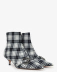 Christian D1OR Black/White Plaid 'D1OR Gang' Tartan Ankle Boots Size 38.5