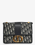 Christian D1OR 2019 Navy Leather/Oblique 30 Montaigne Shoulder Bag