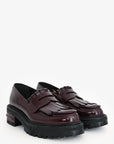 Christian D1OR Burgundy Brushed Leather Platform Loafers Size 35